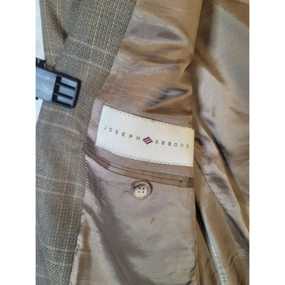 Joseph Abboud Glen Plaid Blazer Wool Silk Sport Coat Business Career Size 42R